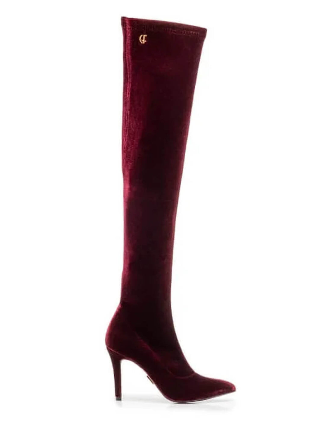 HOHE BORDEAUX-STIEFEL AUS SAMT