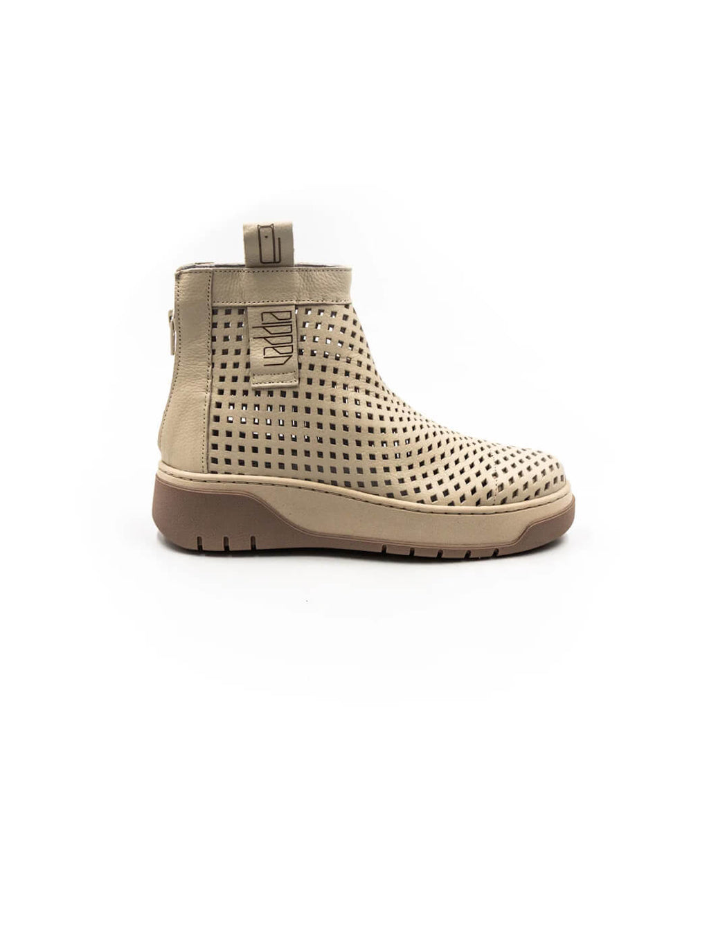 BEIGE PERFORIERTE STIEFELETTE