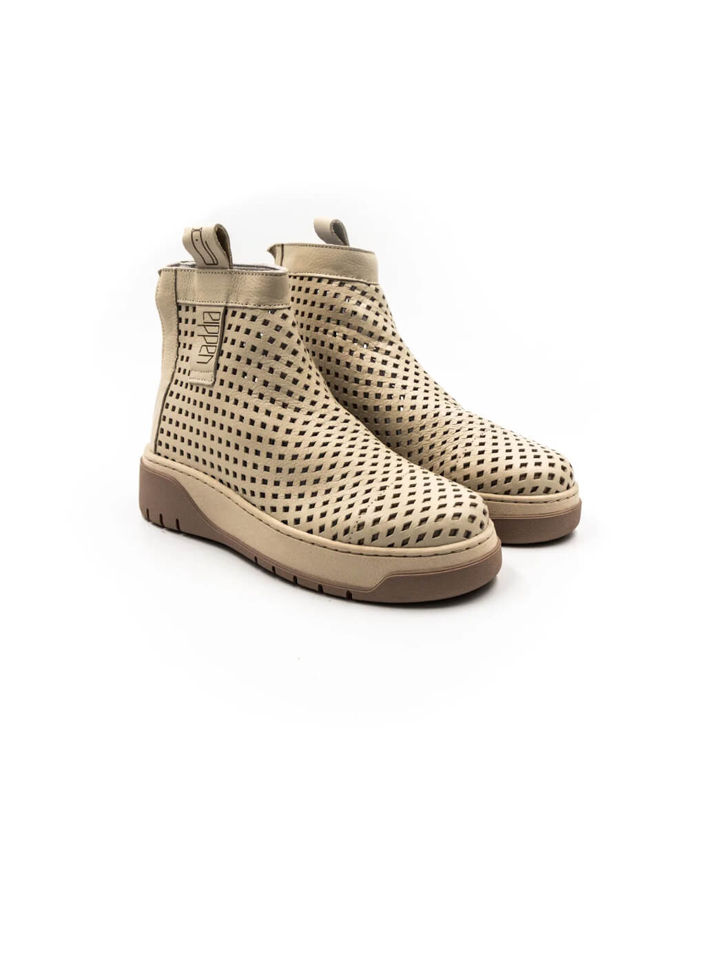 BEIGE PERFORIERTE STIEFELETTE