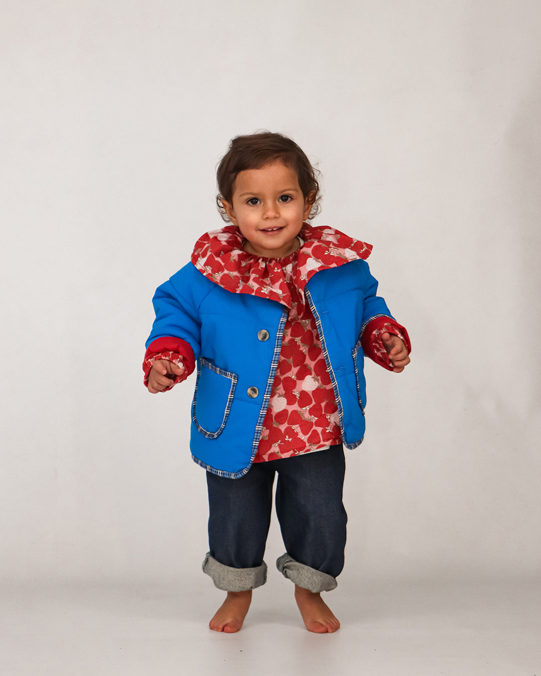 Steppjacke | Blau und Vichy-Karo