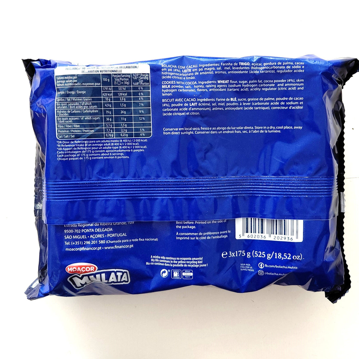 Mulata Chocolate Biscuits 175g – Moaçor – Iconic Cookies from Azores