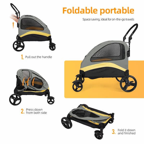 Ultra Large Dog Stroller – Heavy-Duty 4-Wheel Pet Jogger for Medium & Large Dogs (55kg Capacity)