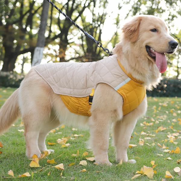 Waterproof Winter Dog Jacket with Reflective Strips – Padded Warm Dog Coat with D-Ring Harness Clip (Sizes M–5XL, Small to Large Dogs)