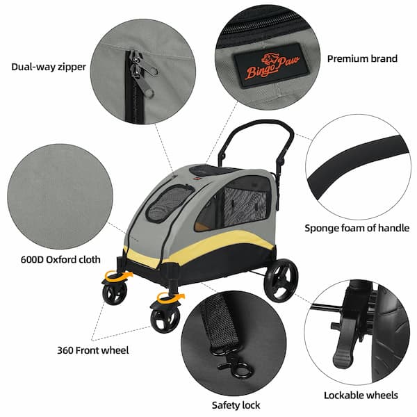 Extragroßer Hunde-Buggy – robuster 4-Rad-Hunde-Jogger für mittlere und große Hunde (55 kg Tragkraft)