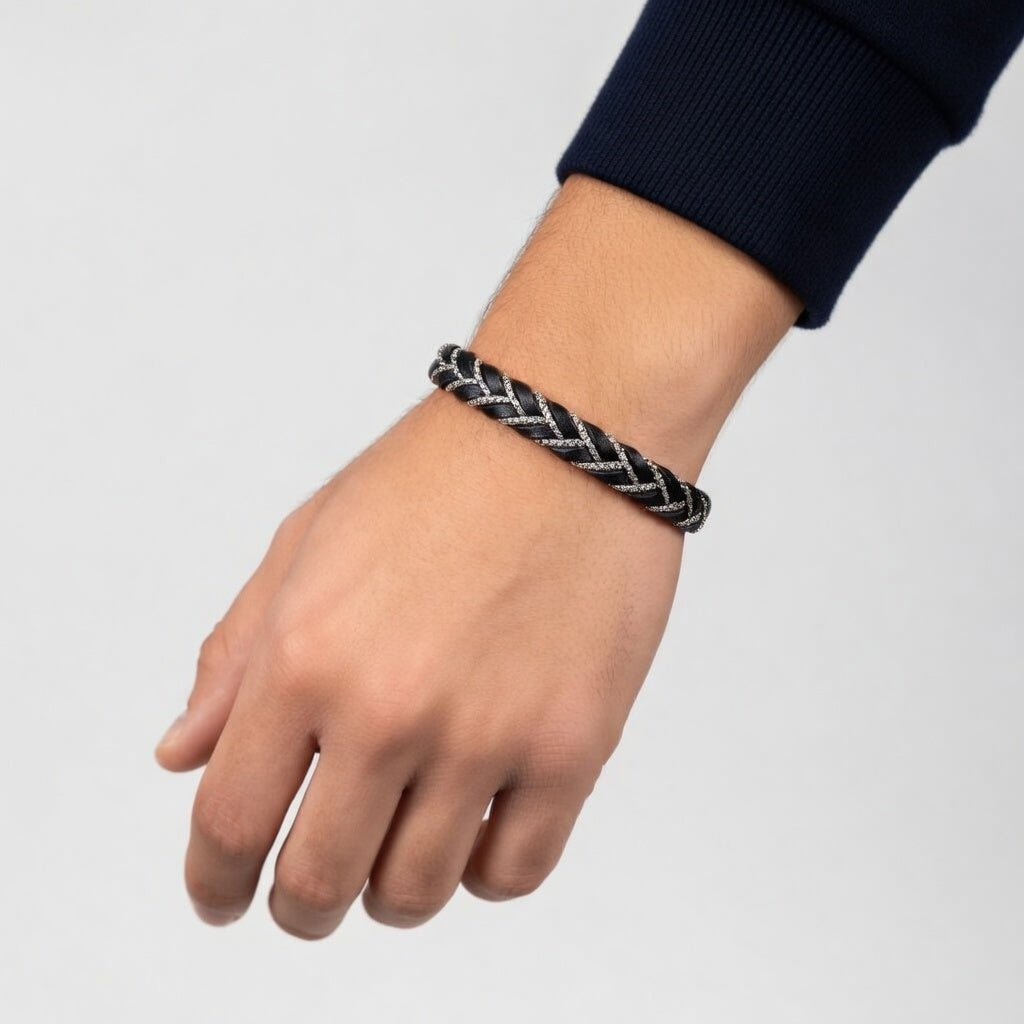 Armband aus Leder und Edelstahl 316L
