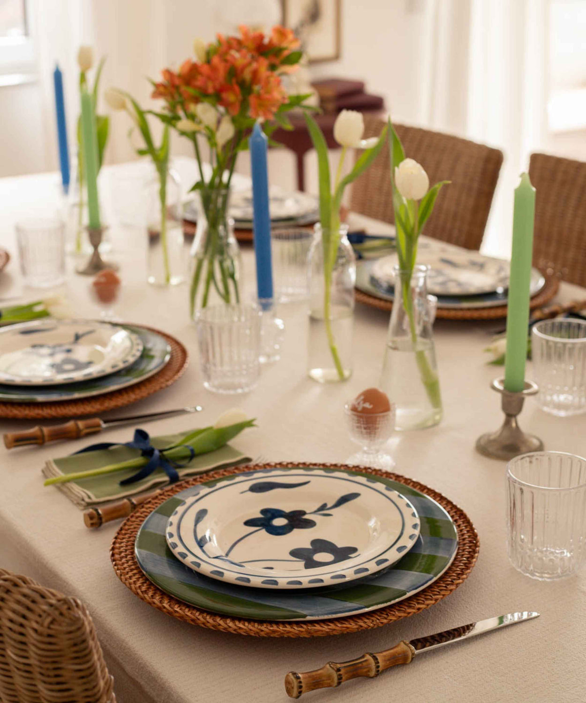 Blue flowers Hand Painted Salad Plate - Set of 4
