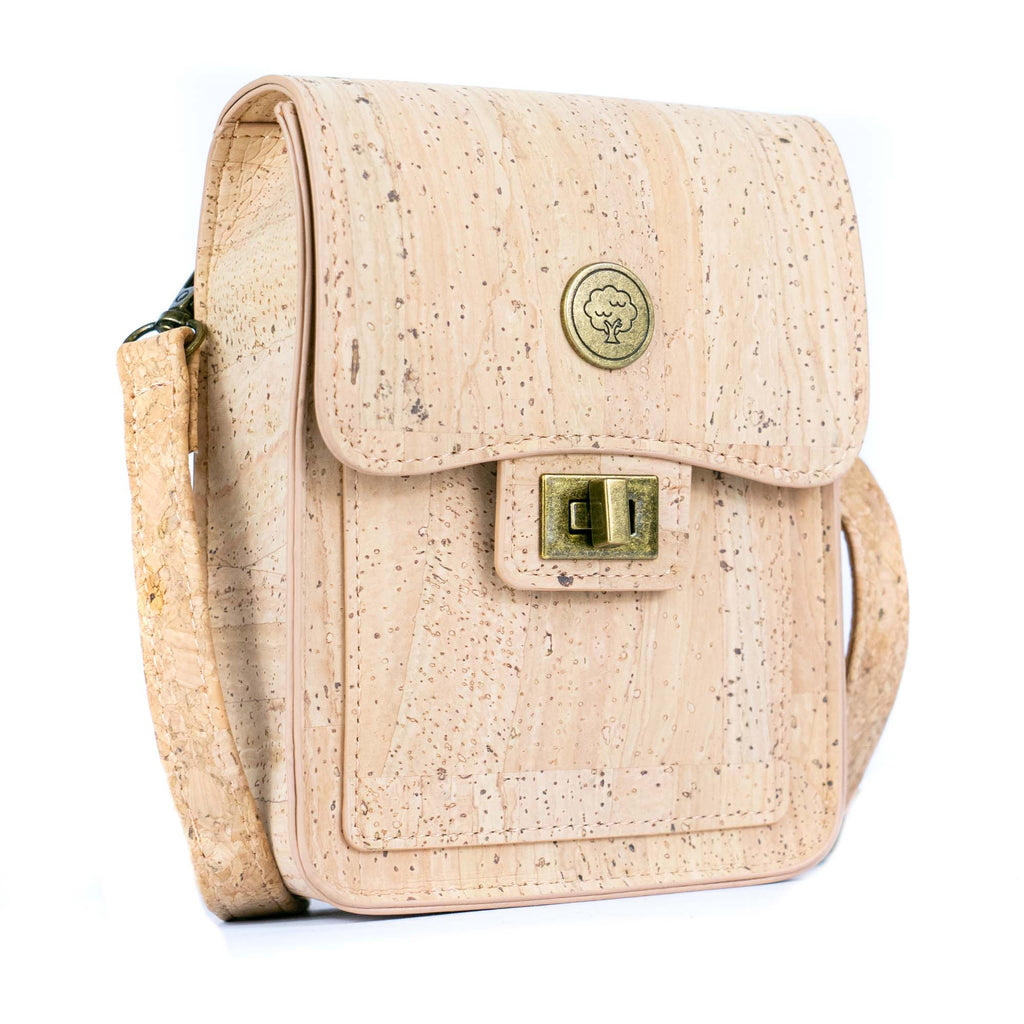 Cork Crossbody Phone Bag – Natural & Black Cork BAG-2360
