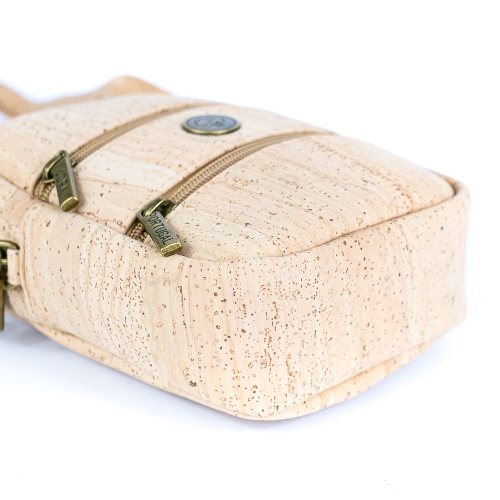 Cork Crossbody Phone Bag – Dual Zipper Vegan Sling Purse BAG-2361