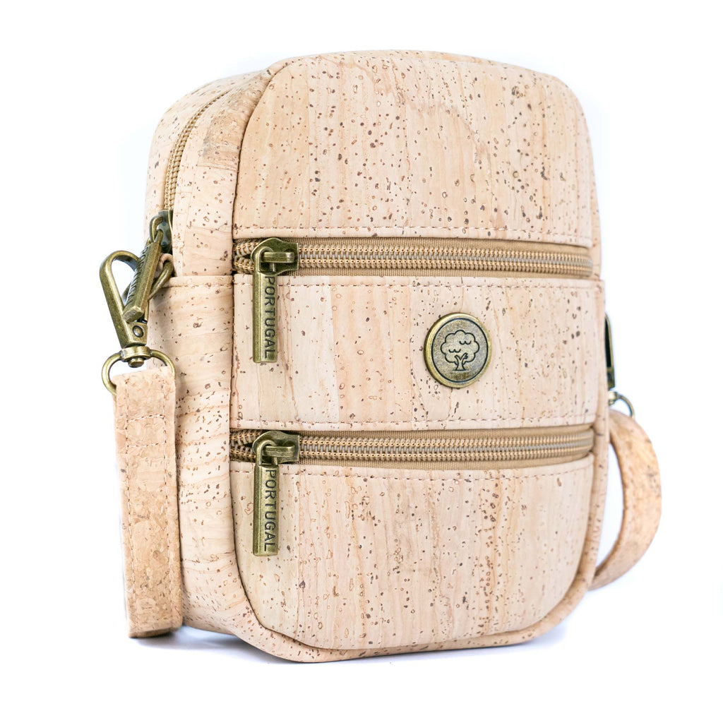 Cork Crossbody Phone Bag – Dual Zipper Vegan Sling Purse BAG-2361