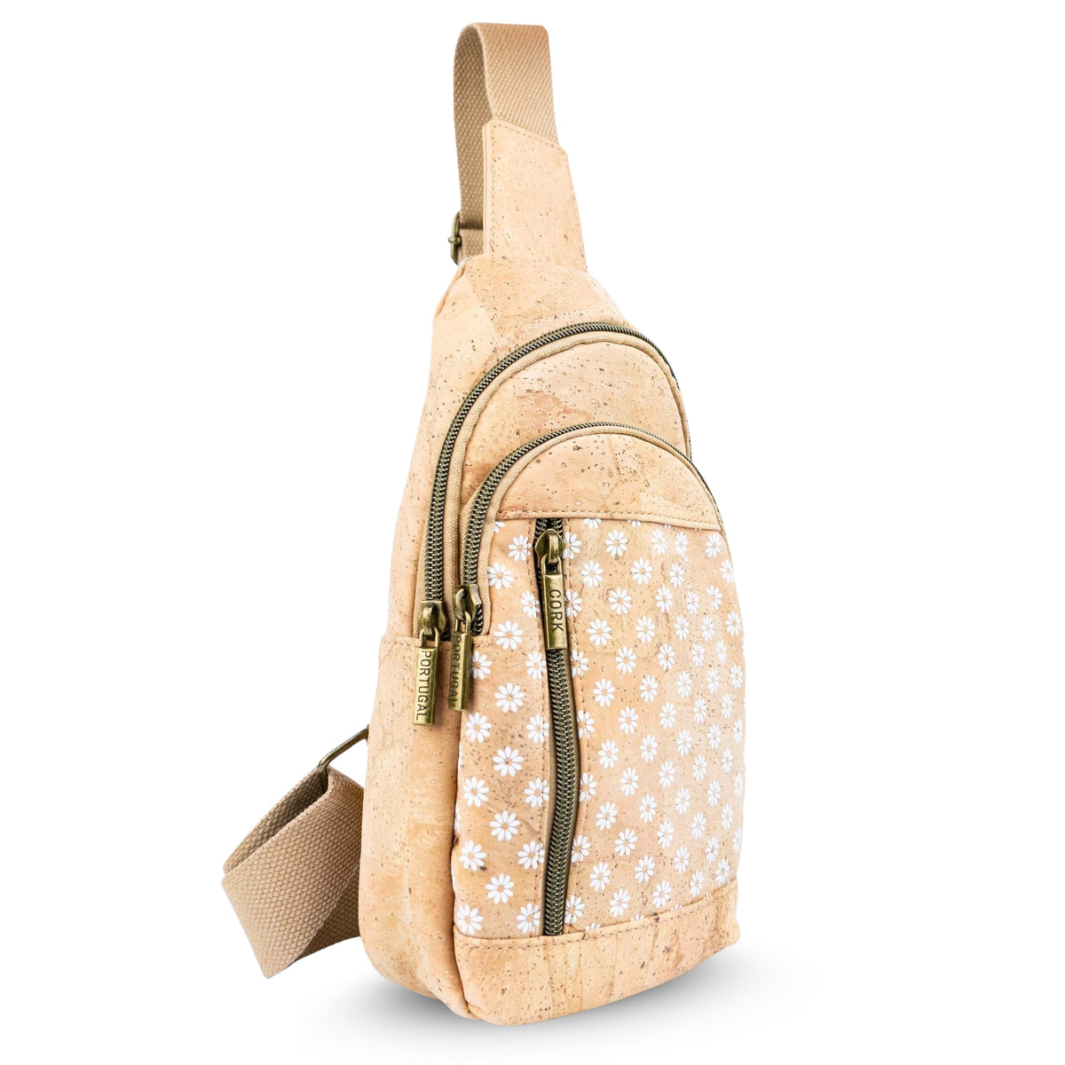 Cork Sling Bag with Adjustable– Floral & Geometric Patterns BAG-2374