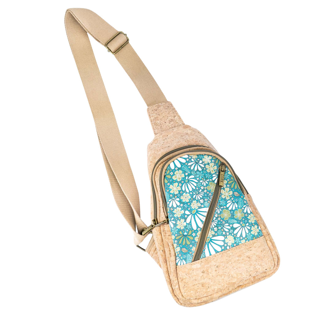 Cork Sling Bag with Printed Front Panel  BAG-2369