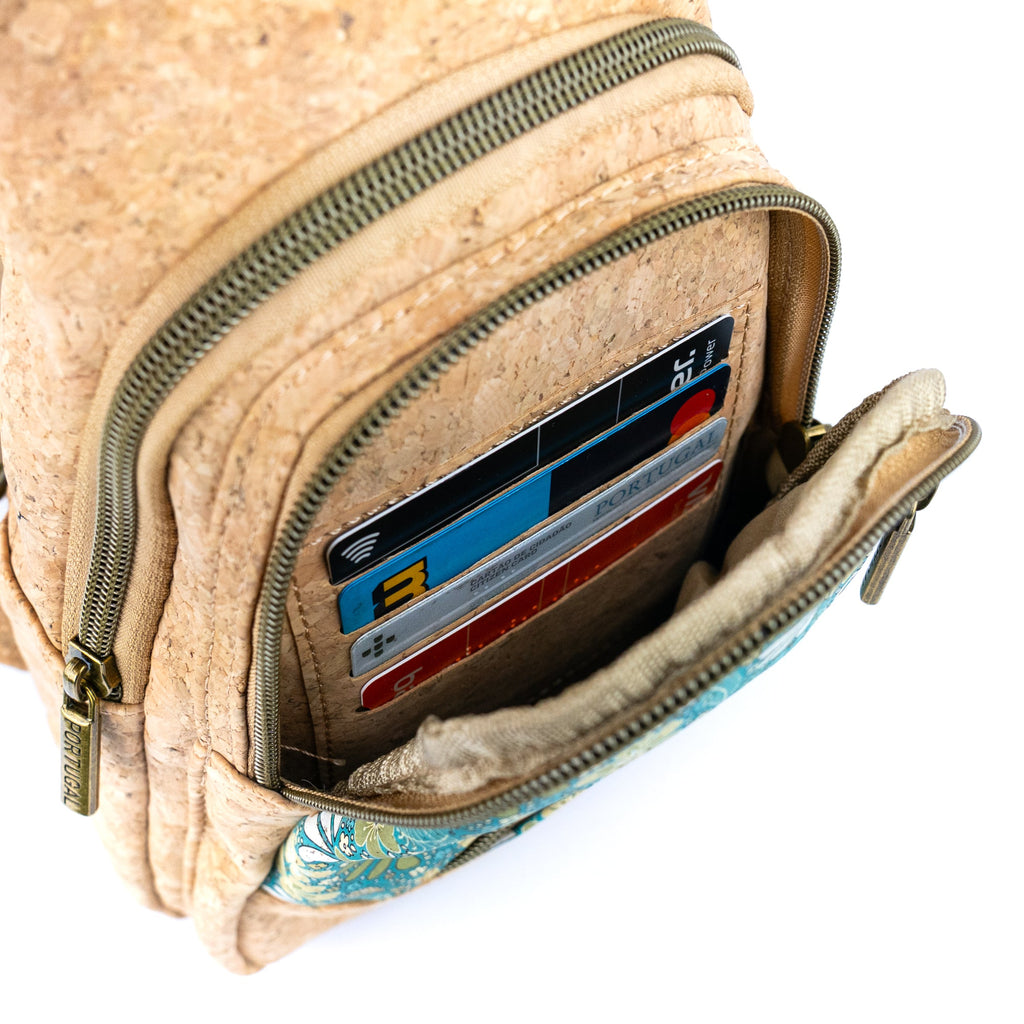 Cork Sling Bag with Printed Front Panel  BAG-2369