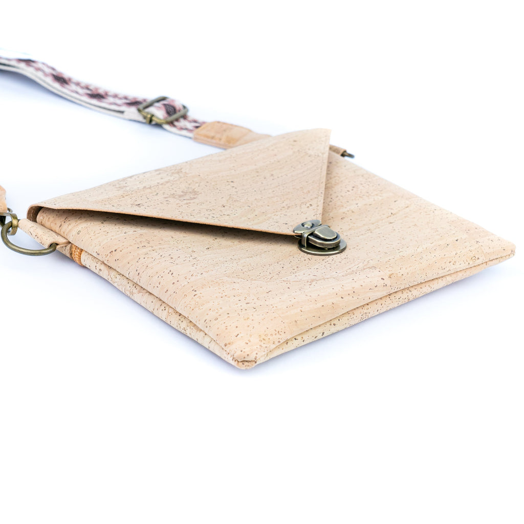 Cork Envelope Crossbody Bag with Interchangeable Strap - Vegan Clutch BAGP-354