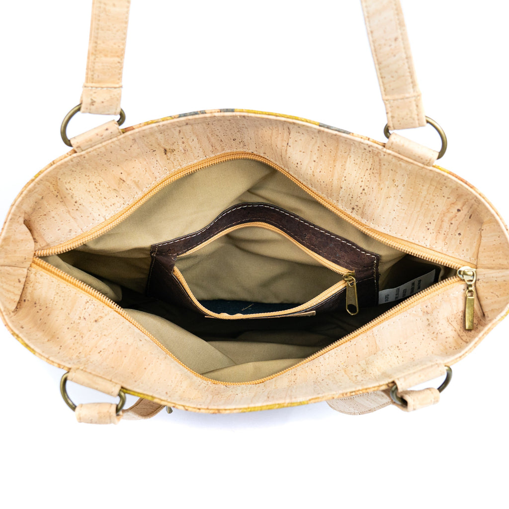 Cork Tote Bag with Zipper Pocket – Vegan Shoulder Handbag for Women BAGP-326