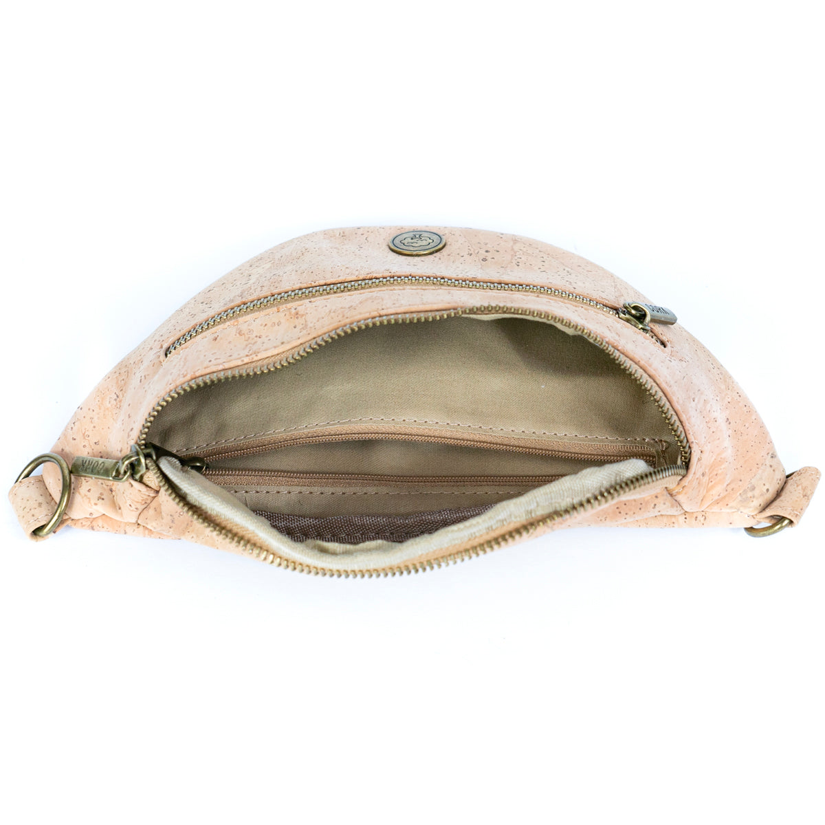 Bandolera unisex de corcho natural con correa ajustable y cremalleras metálicas SLING-BAG-2312