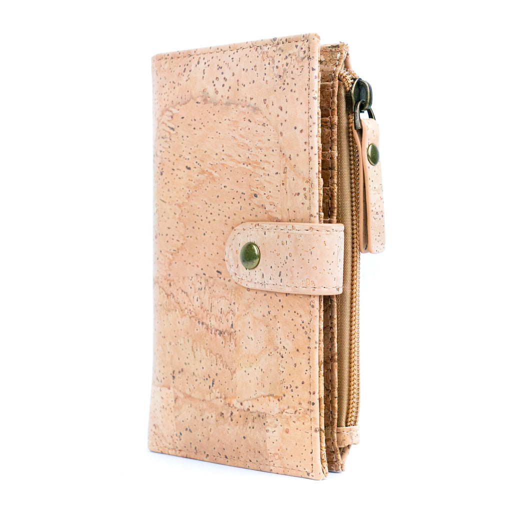 Chic Black and Natural Cork Women's Wallet with Gold Accents BAG-2303