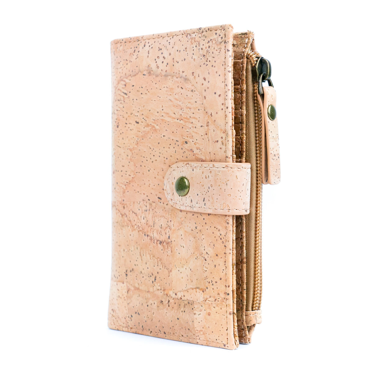 Chic Black and Natural Cork Women's Wallet with Gold Accents BAG-2303