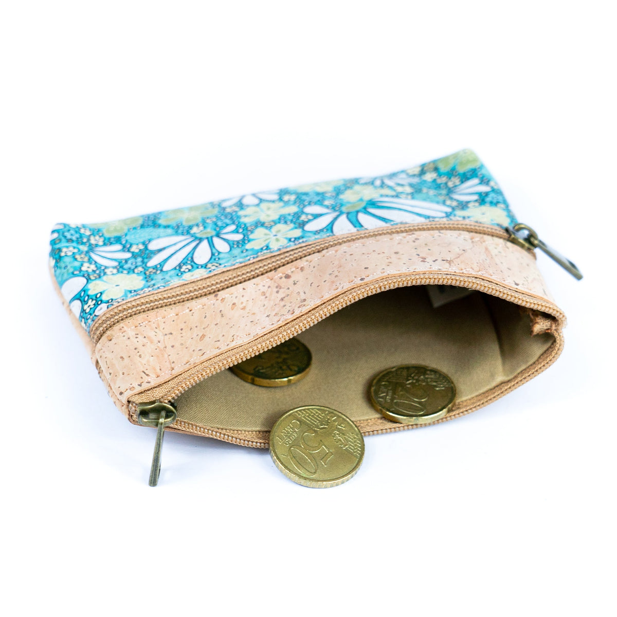 Triple Zip Cork Coin Purse BAG-2325