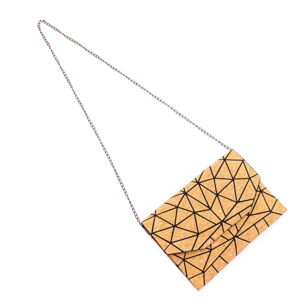 Geometrische Ketten-Umhängetasche aus Kork BAG-2069