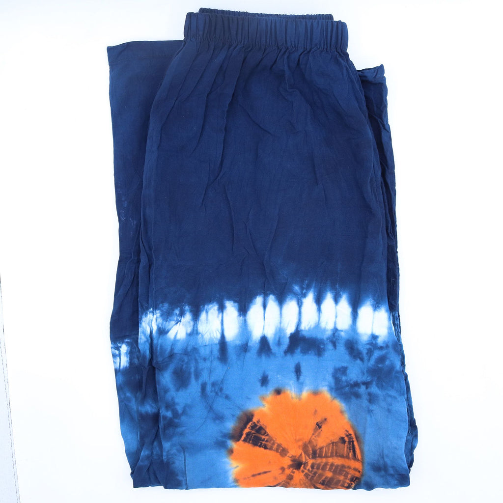 Japanische Loungewearhose - Türkis und Orange - L