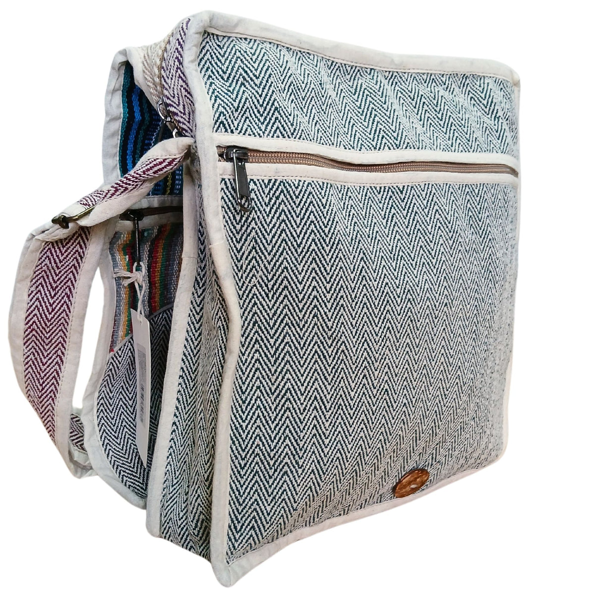 Bolsa de Mensajero de Cáñamo para Ordenador Portátil - Curvas