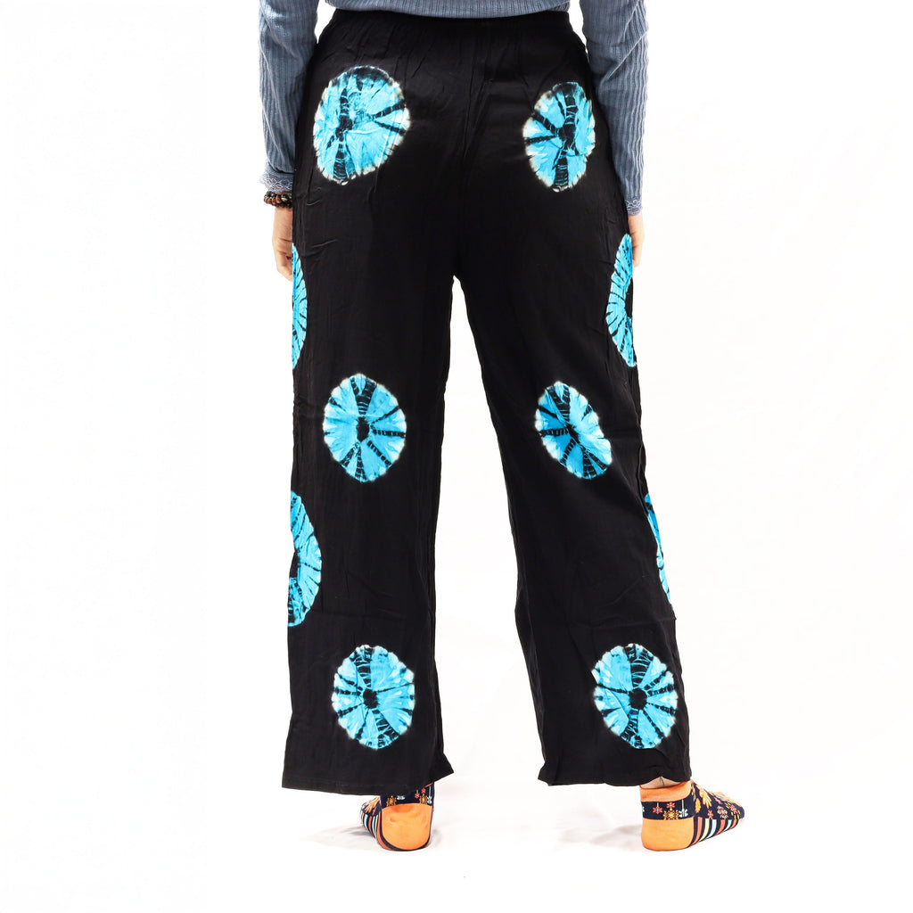 Pantalones de estilo japonés para estar en casa - negro y azul - M
