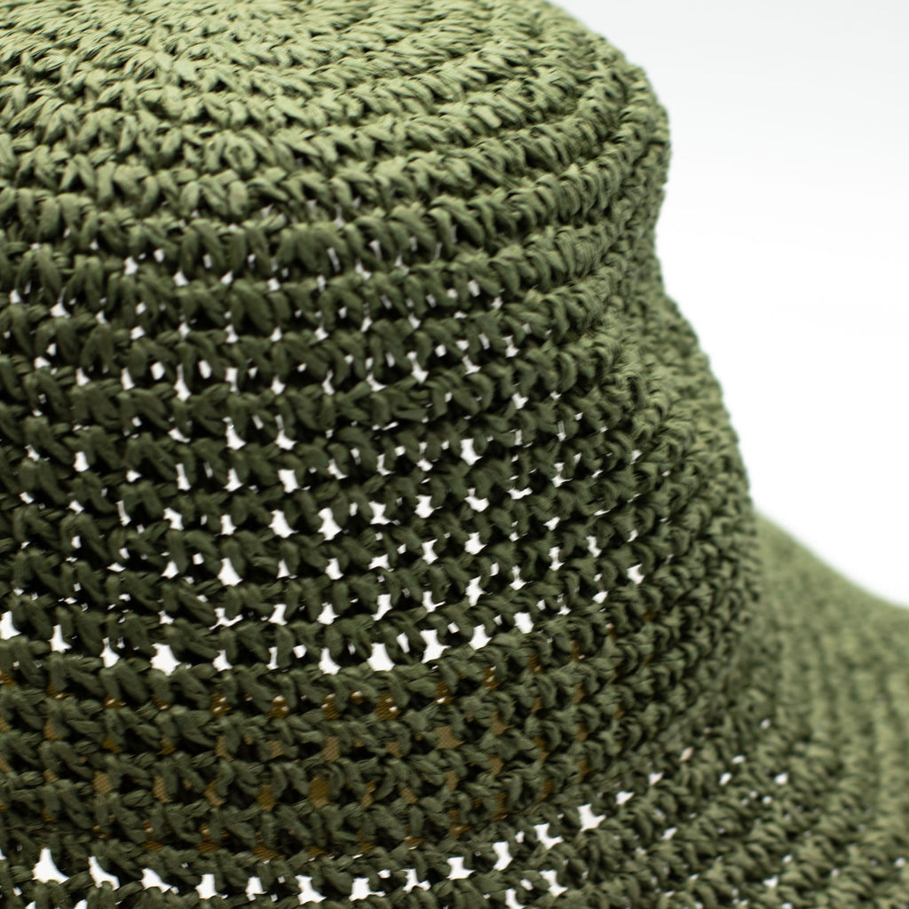 Sombrero de sol de paja flexible Nomad Sari - verde musgo