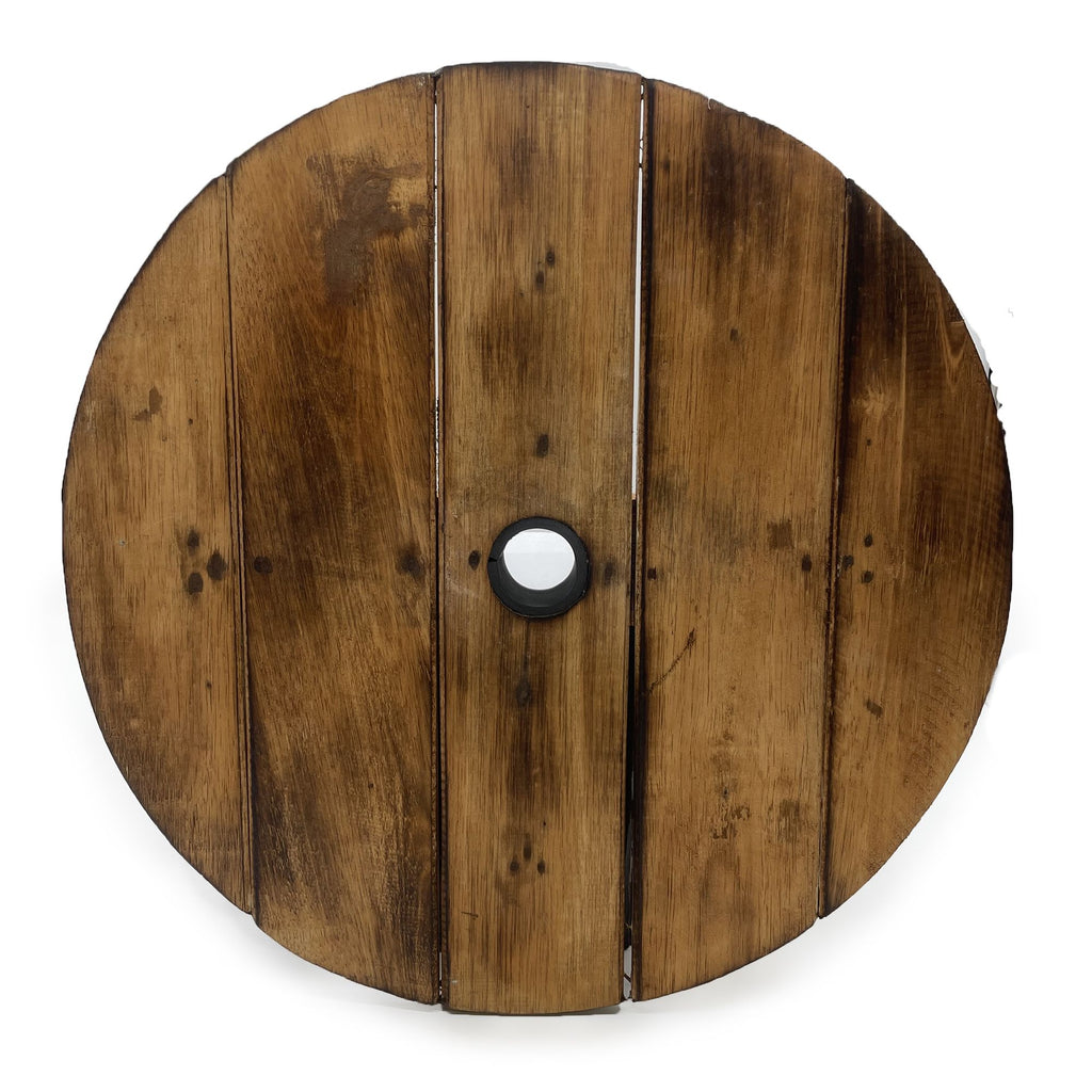 Mesa de barril de cerveza y soporte para sombrilla – Madera natural 60 x 48,5 cm