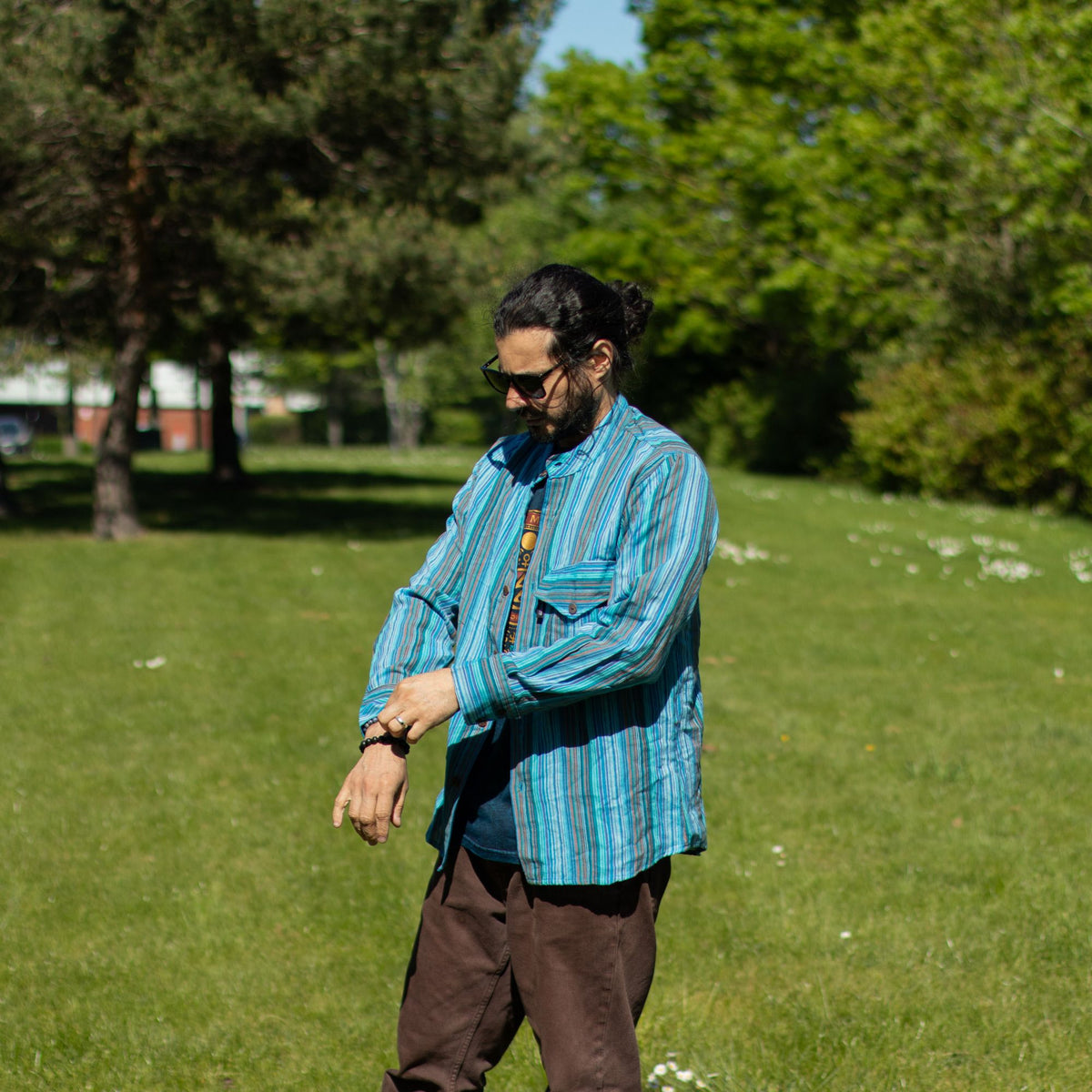 Nomad Sari Grandad Shirt – Türkis – M
