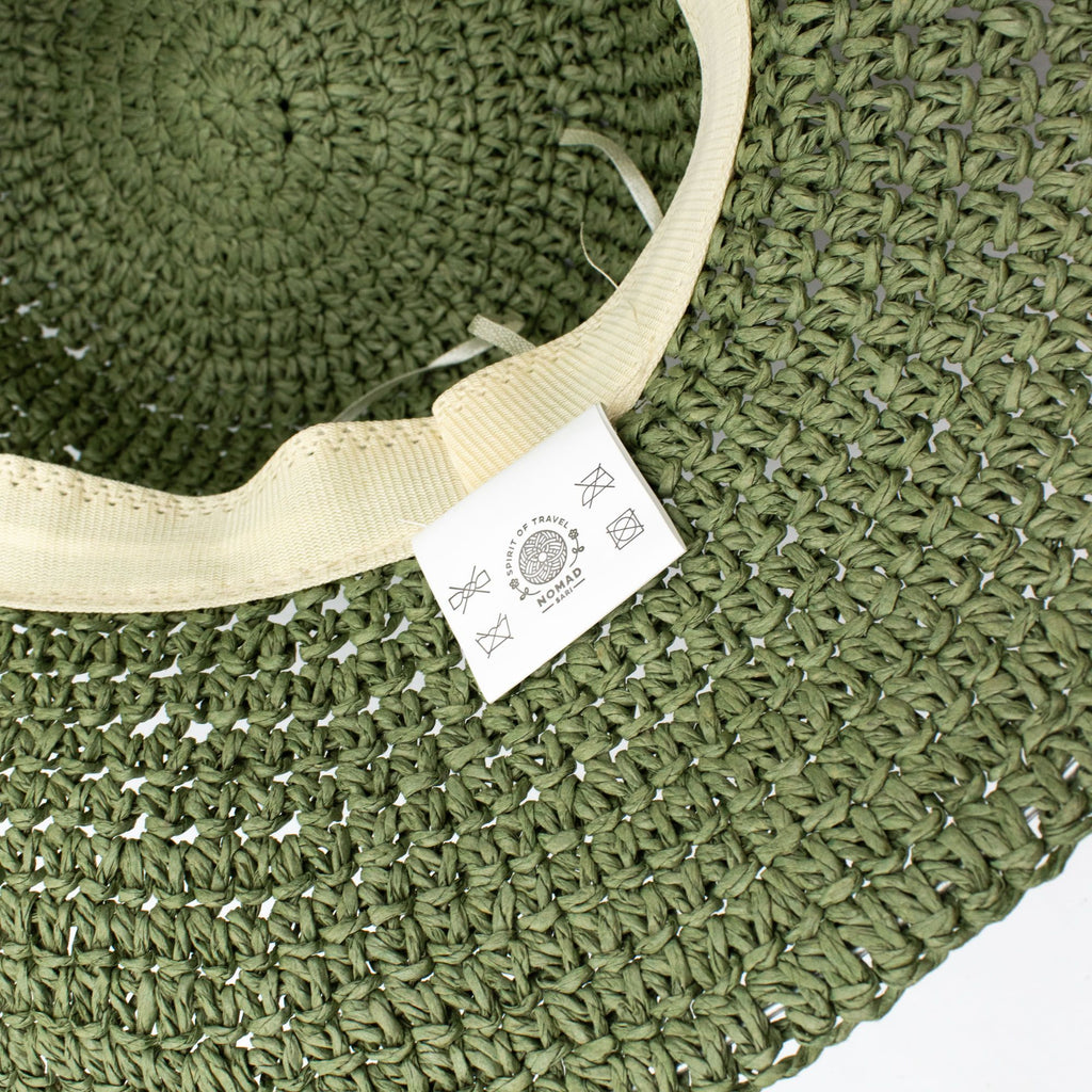 Sombrero de sol de paja flexible Nomad Sari - verde musgo