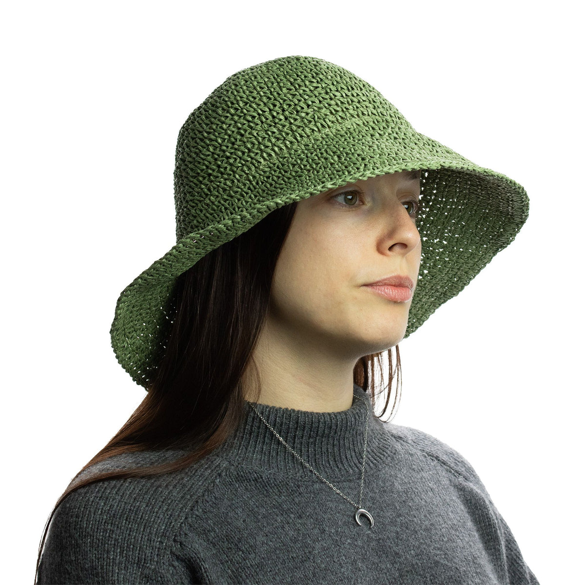 Sombrero de sol de paja flexible Nomad Sari - verde musgo