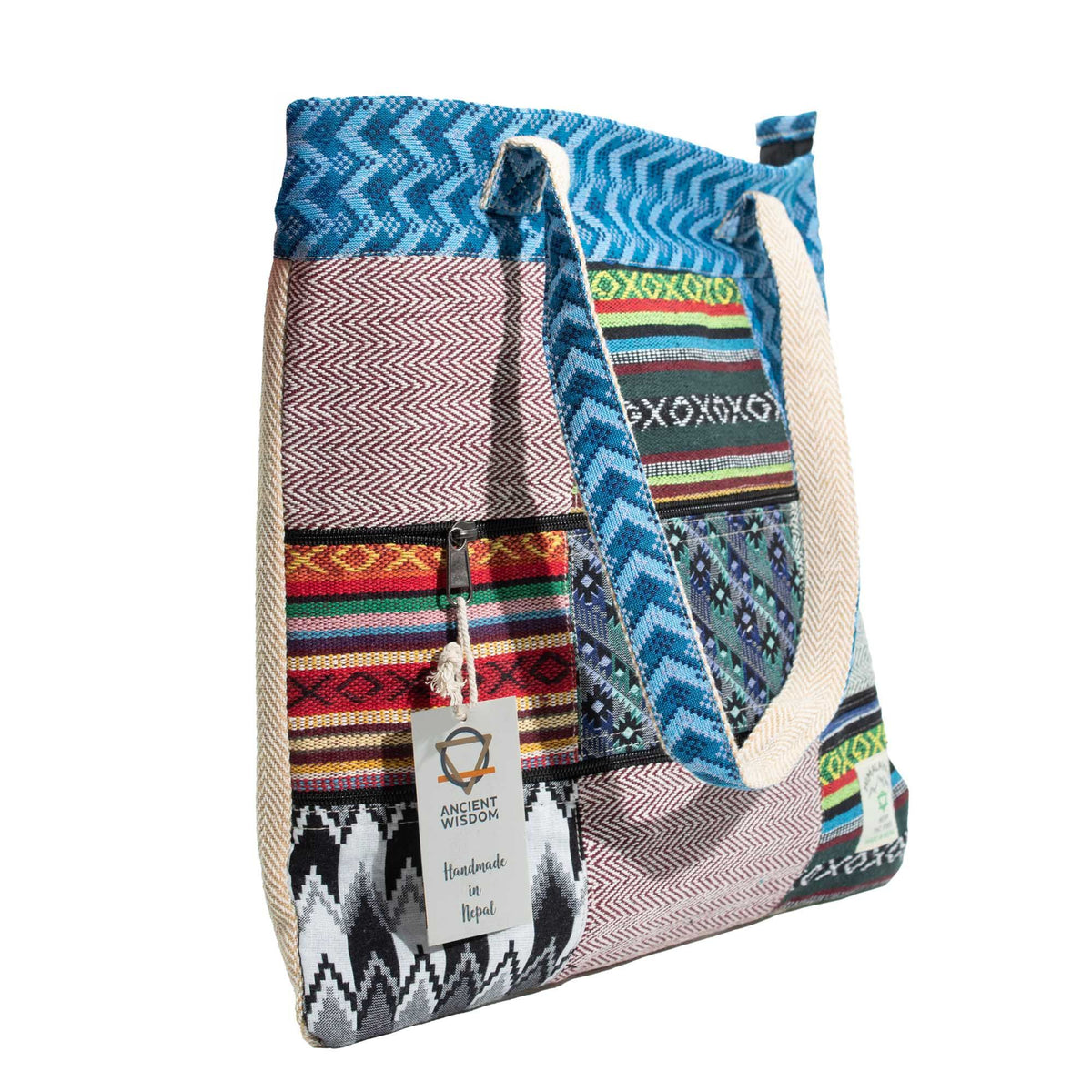 Nepal Patchwork Tote Bag - Dhaka Design (37x38 cm)