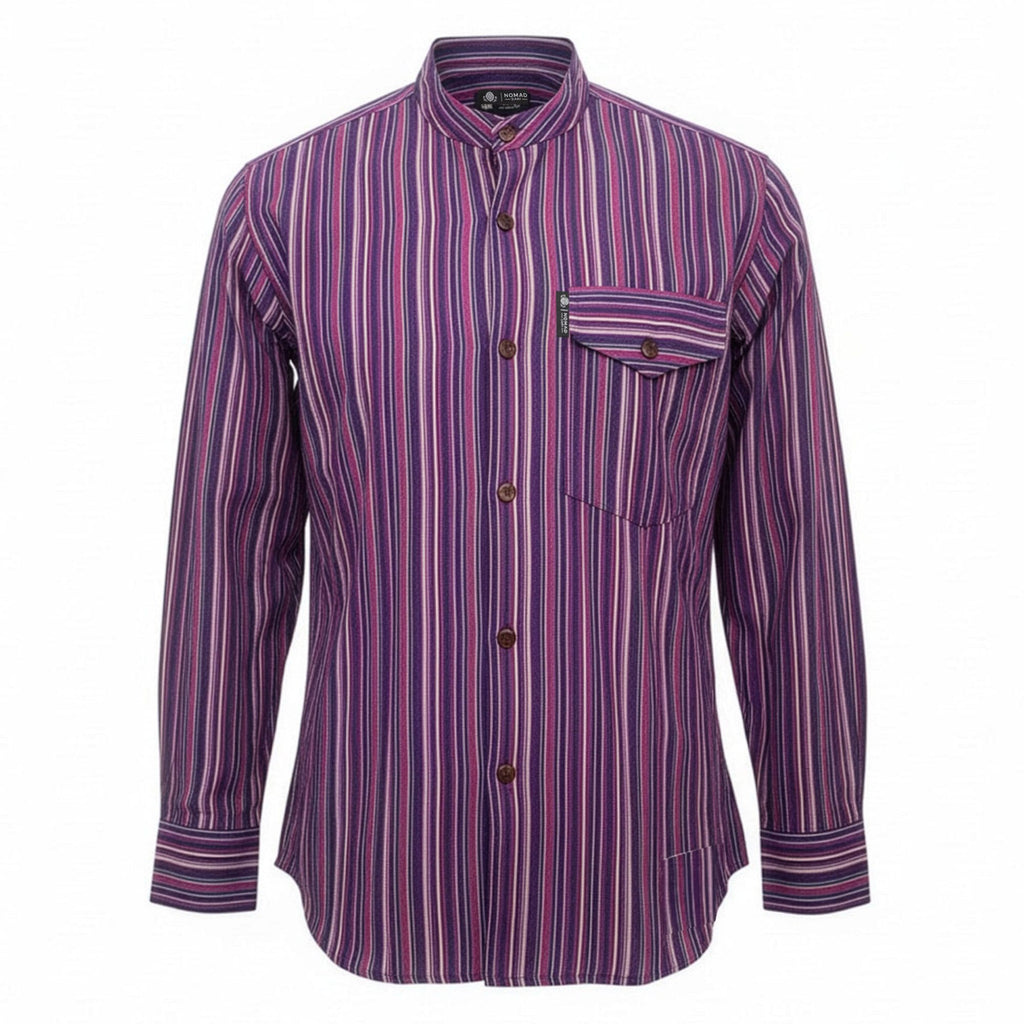 Camisa Nomad Sari Grandad - Negro Púrpura - XL