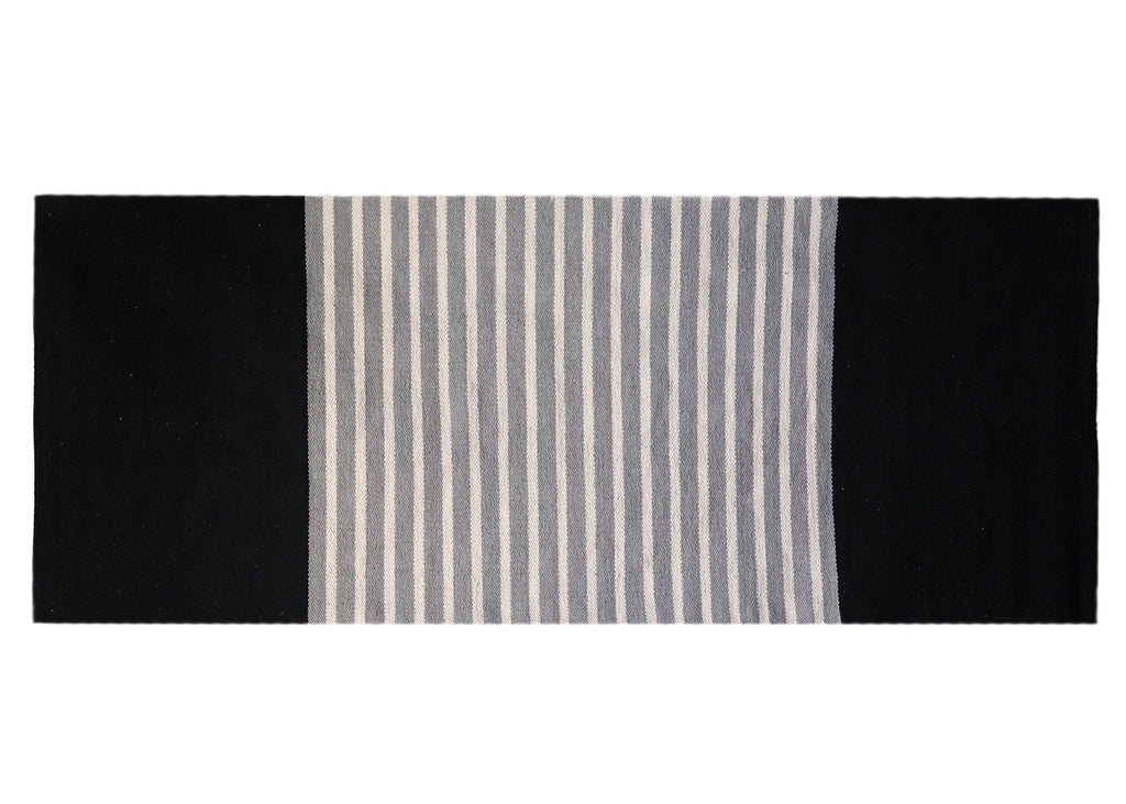 Alfombra India de Algodón - 70x170cm - Negro / Gris