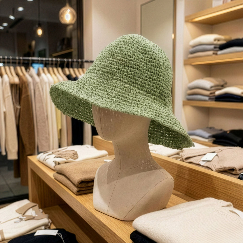 Sombrero de sol de paja flexible Nomad Sari - verde musgo