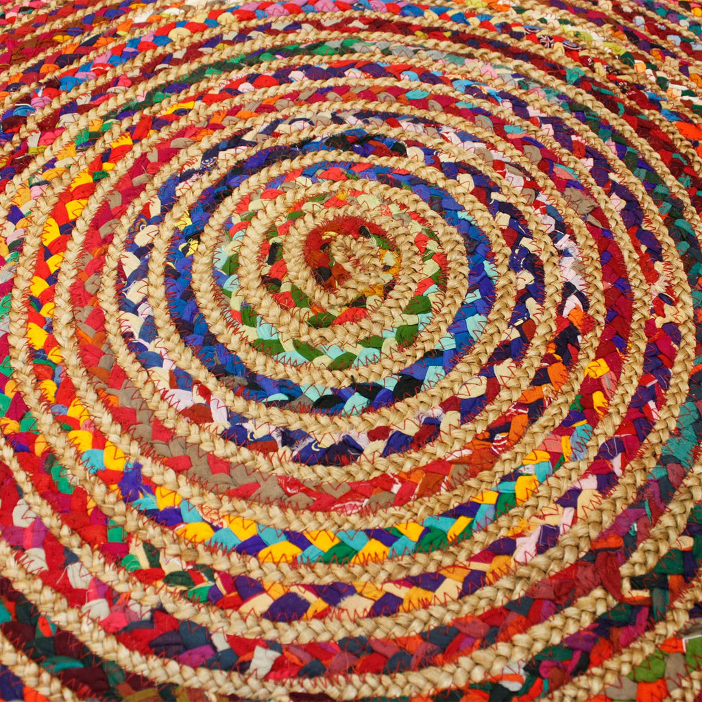 Alfombra redonda de yute y algodón reciclado - 150 cm