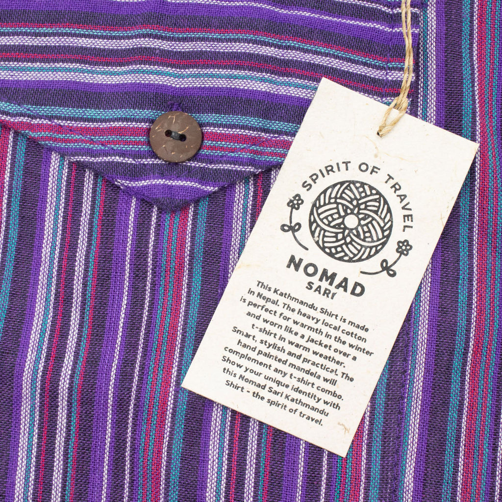 Camisa Nomad Sari Grandad - Negro Púrpura - XL