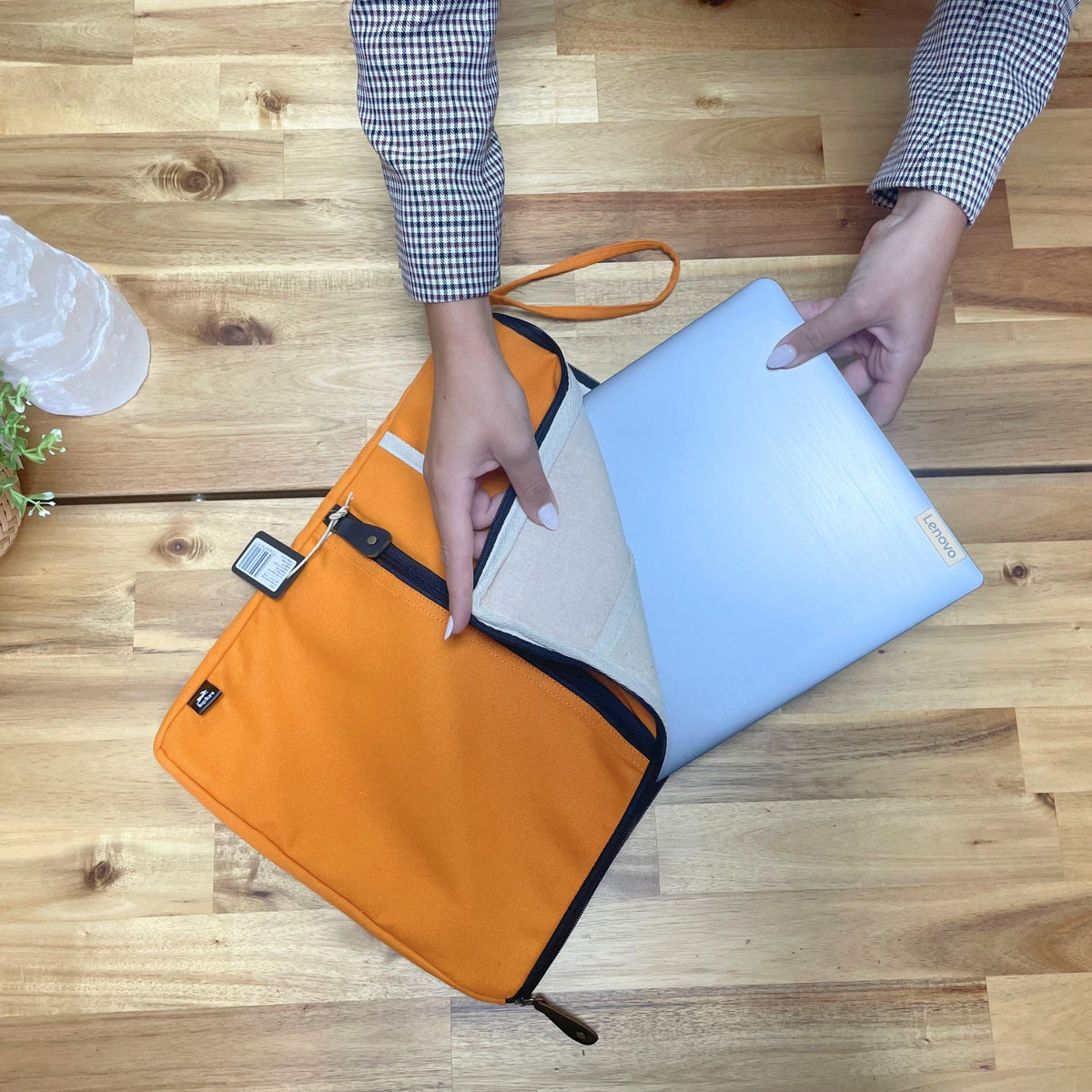 Große Laptoptasche aus Segeltuch – Orange