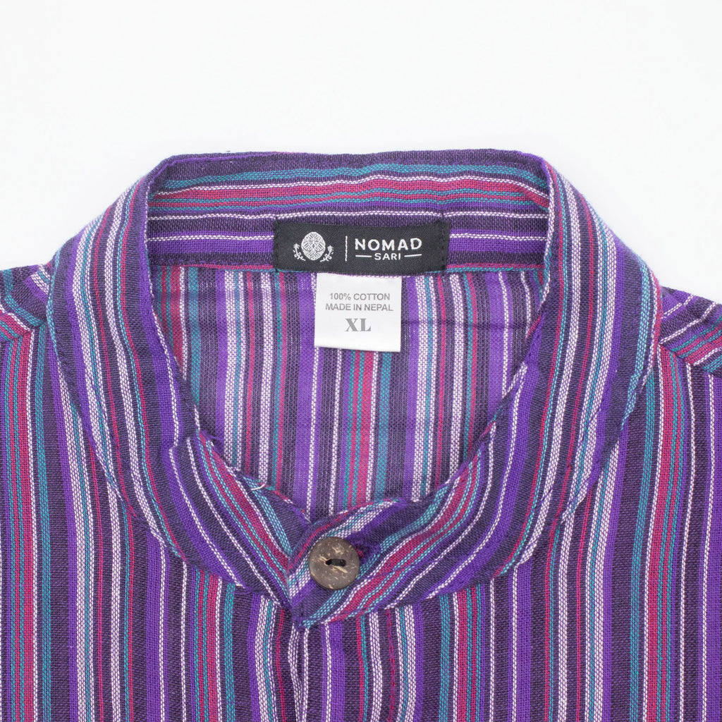 Camisa Nomad Sari Grandad - Negro Púrpura - XL