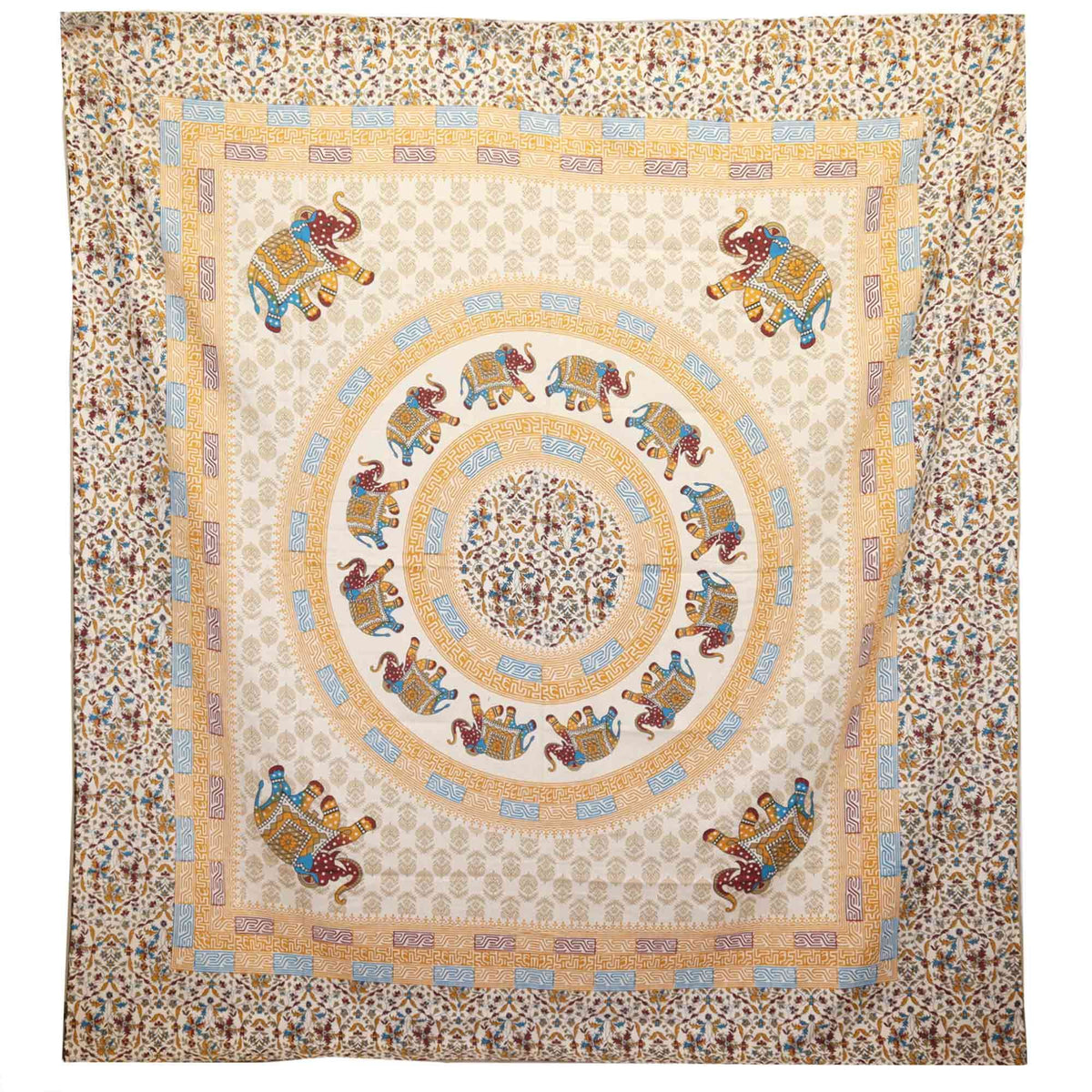 Tapiz / Colgante - Mandala Elefante - Marrón/Naranja sobre Crema