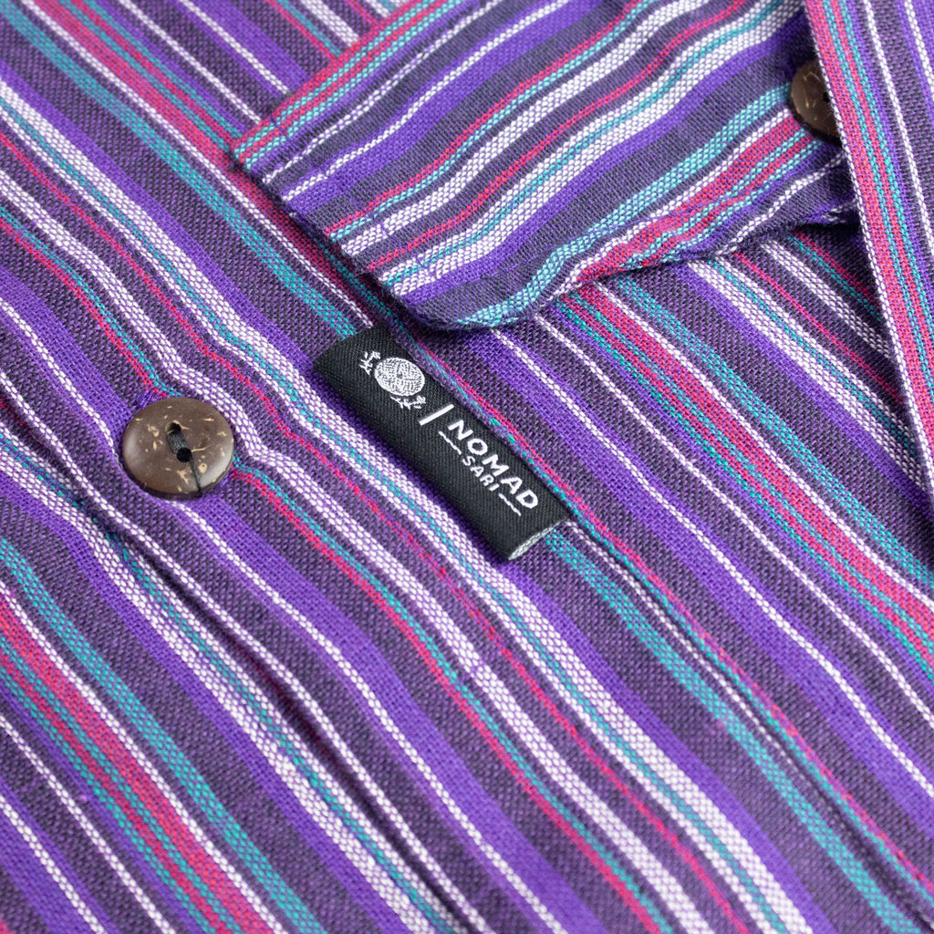 Camisa Nomad Sari Grandad - Negro Púrpura - XL