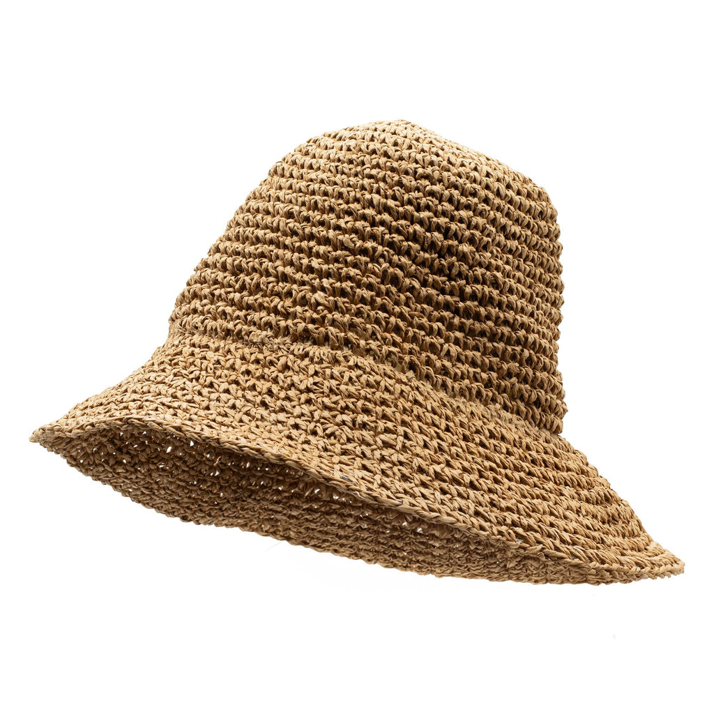 Nomad Sari Sonnenhut aus Stroh mit flexibler Krempe – Naturkaffee