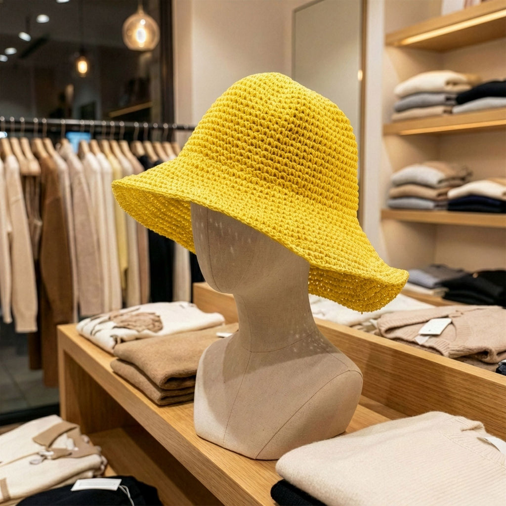 Nomad Sari Strohhut mit breiter Krempe für die Sonne - Gelb