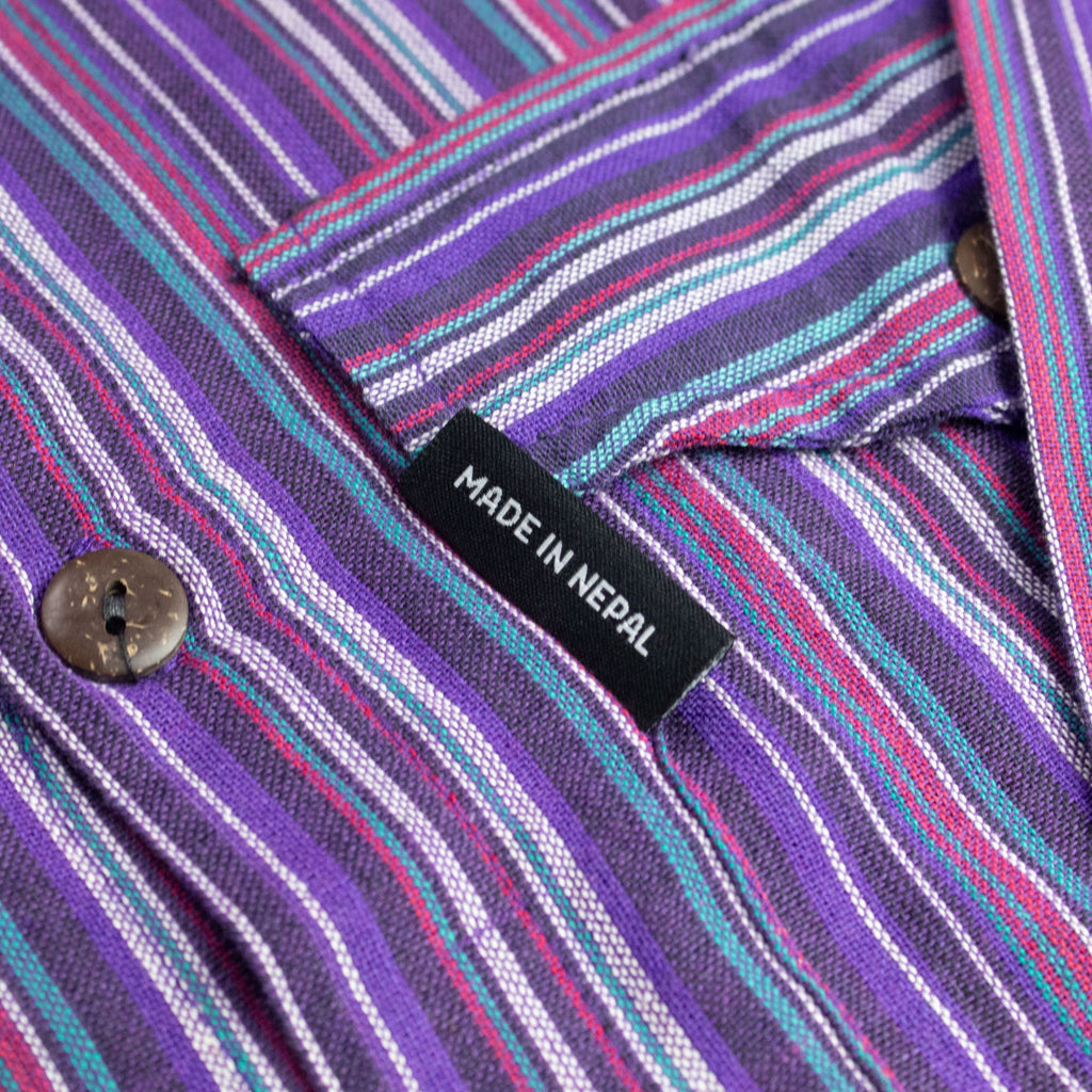 Camisa Nomad Sari Grandad - Negro Púrpura - XL