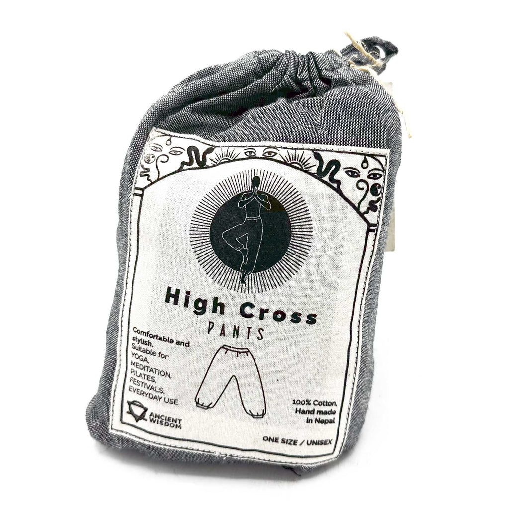 Calças de ioga e festival - Estampado Himalayan High Cross em cinzento