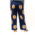 Pantalones de estilo japonés para estar en casa - azul y naranja - M