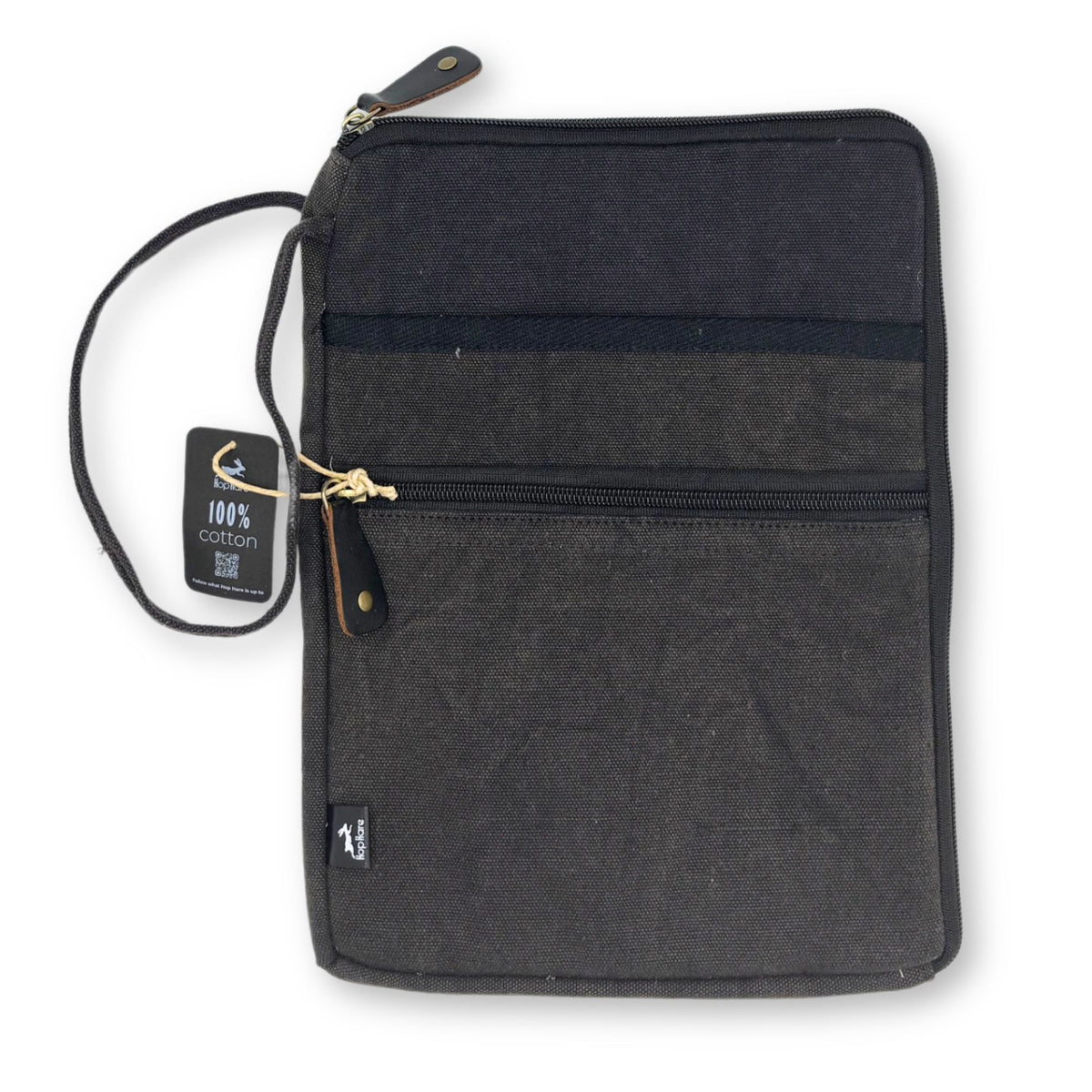 Große Laptoptasche aus Segeltuch – Anthrazit