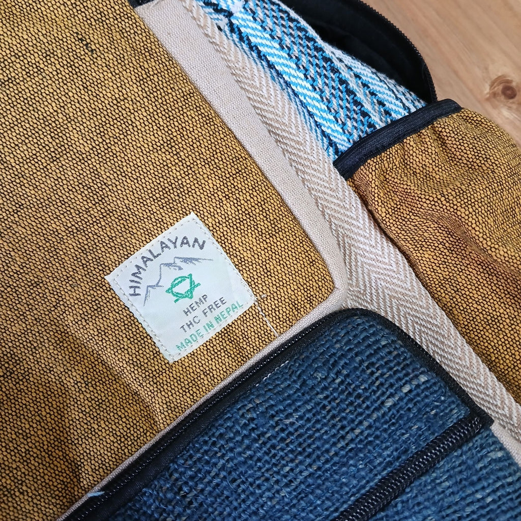 Mochila grande de cáñamo - Teal & Tumeric