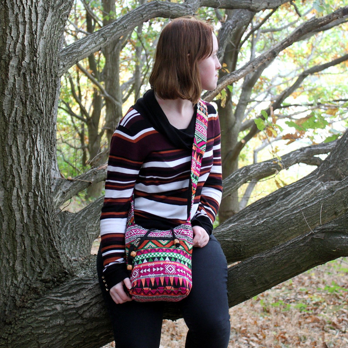 Jacquard-Stoff - Kleiner rosa Rucksack