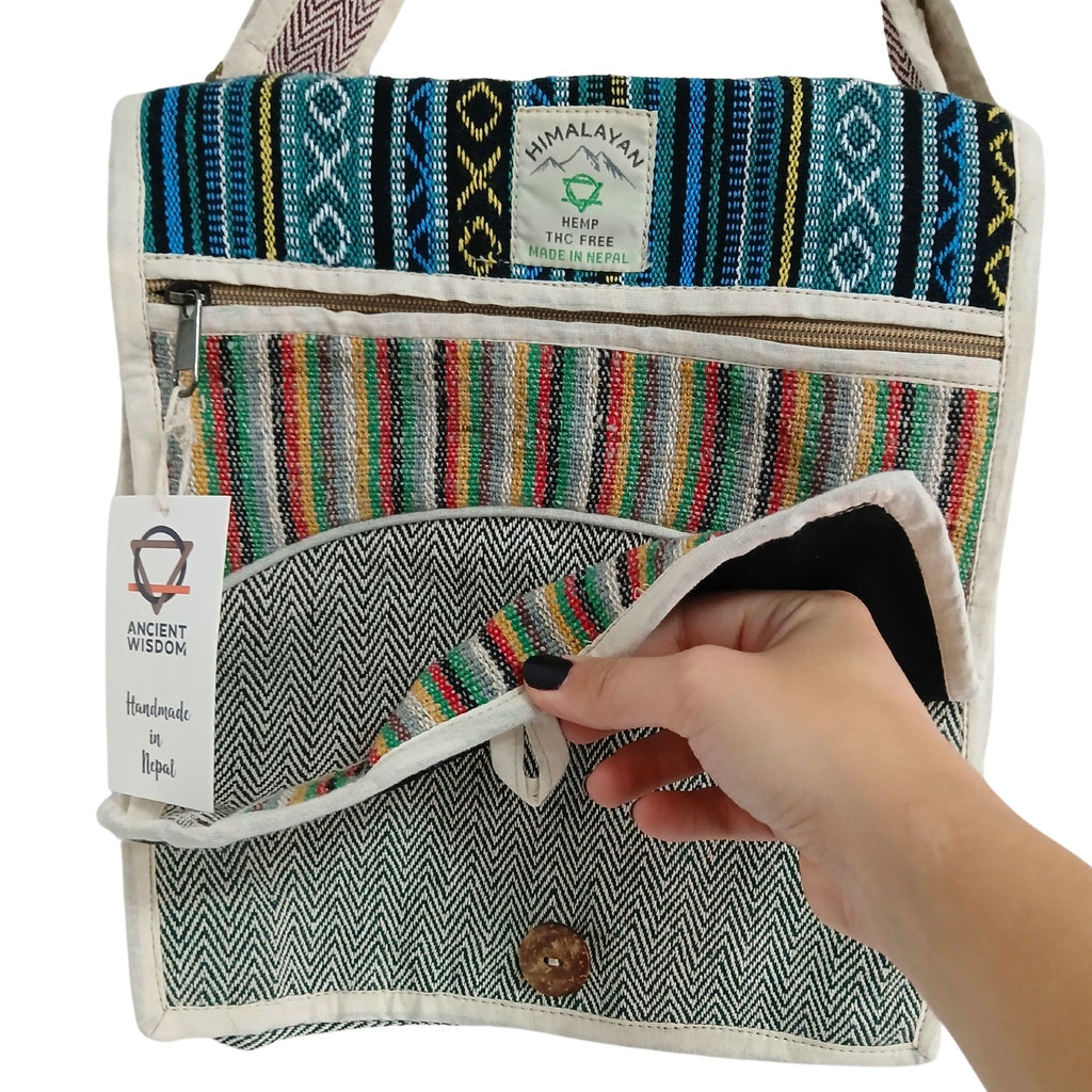 Bolsa de Mensajero de Cáñamo para Ordenador Portátil - Curvas